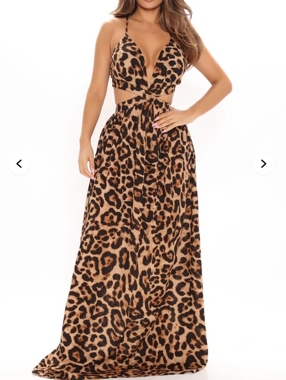Fashion Nova Forever Leopard Animal Print Maxi Dress with Cutout Waist